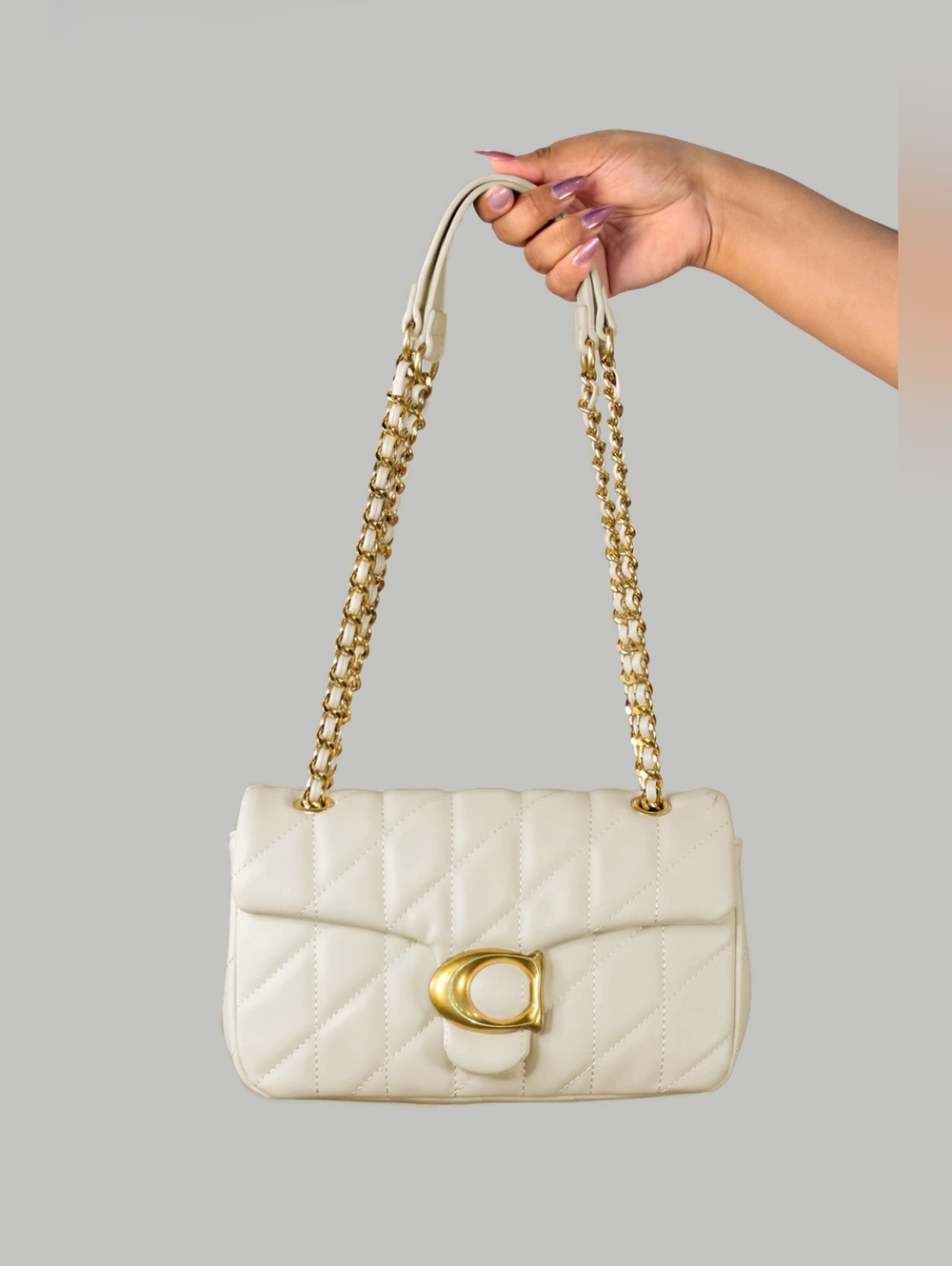 Daysha Quilted Shoulder Bag with Gold Chain